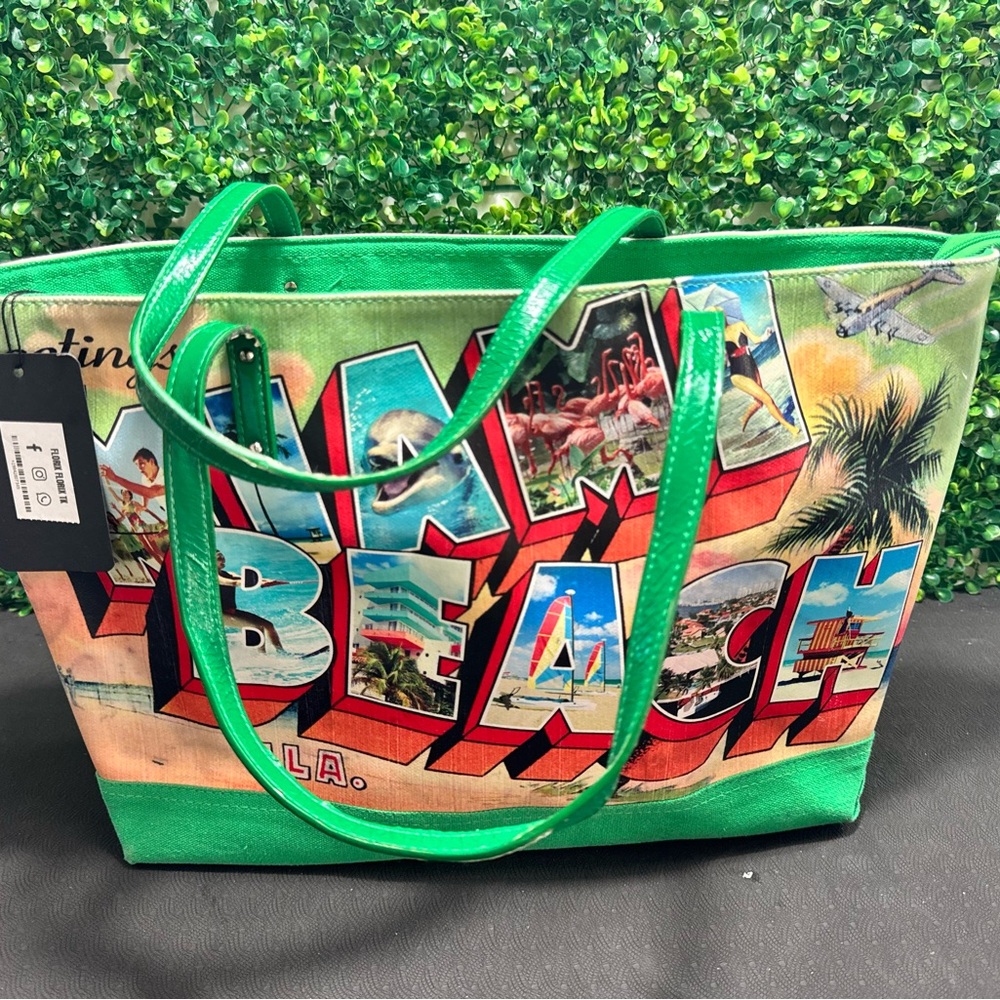 Green Miami Beach Tote Bag